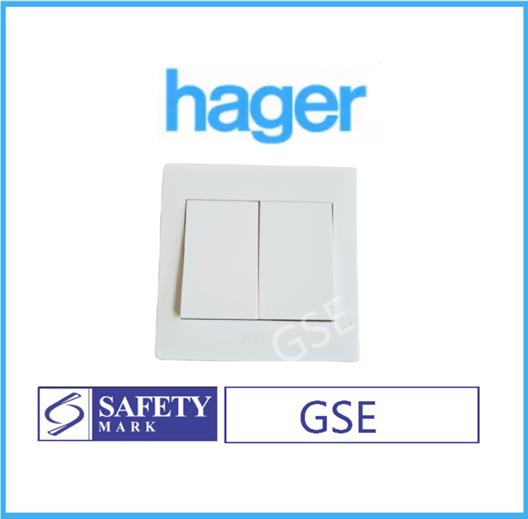 Hager 2Gang 2G1W 2G2W Double Wall Switch White
