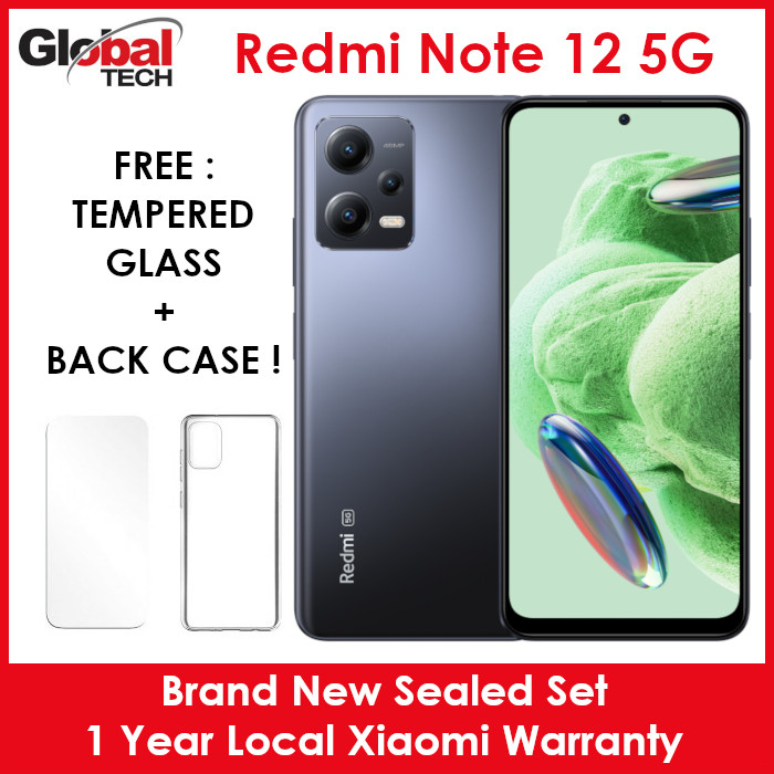 Xiaomi Redmi Note 12 5G 256GB Rom + 8GB Ram / Global Version / 1 Year Local Xiaomi Warranty (FREE : TEMPERED GLASS + BACK CASE)