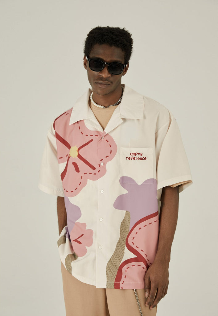 EMPTY REFERENCE Loose Floral Print Button-Up Shirt