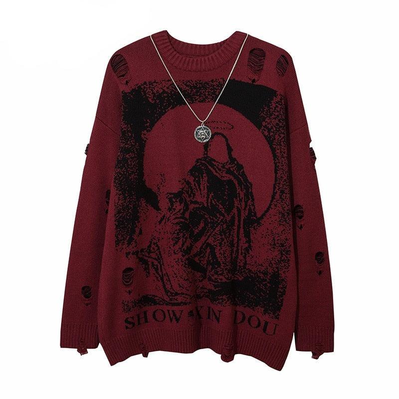 "Reaper" Ripped Knit Sweater